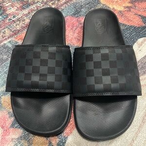 Vans Black Checkered Slides Mens Size 11 gently worn only in the house.